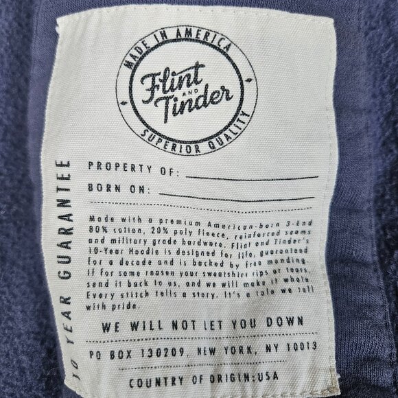 Flint And Tinder 10 Year Hoodie Mens Small Blue Sweatshirt Full Zip USA Outdoors - Picture 9 of 11